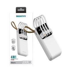 Modorwy 4 in 1 Power Bank MG2114 Built-in Cables 20000mAh White Modorwy 4 in 1 Power Bank MG2114 Built-in Cables 20000mAh White